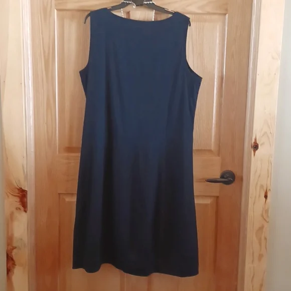 Sz L Eileen Fisher Black Linen Blend Sleeveless Midi Dress - Picture 5 of 8